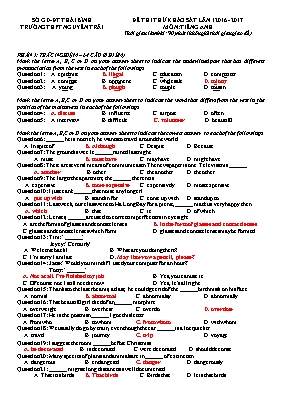 Đề thi thử khao sat lân I môn Tiếng Anh Lớp 10 - Năm học 2016-2017 - Trường THPT Nguyễn Trãi
